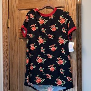 Floral Black and Red Women's Top
